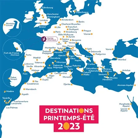 Réseau de destination printemps été 2023 - Aéroport Nantes Atlantique