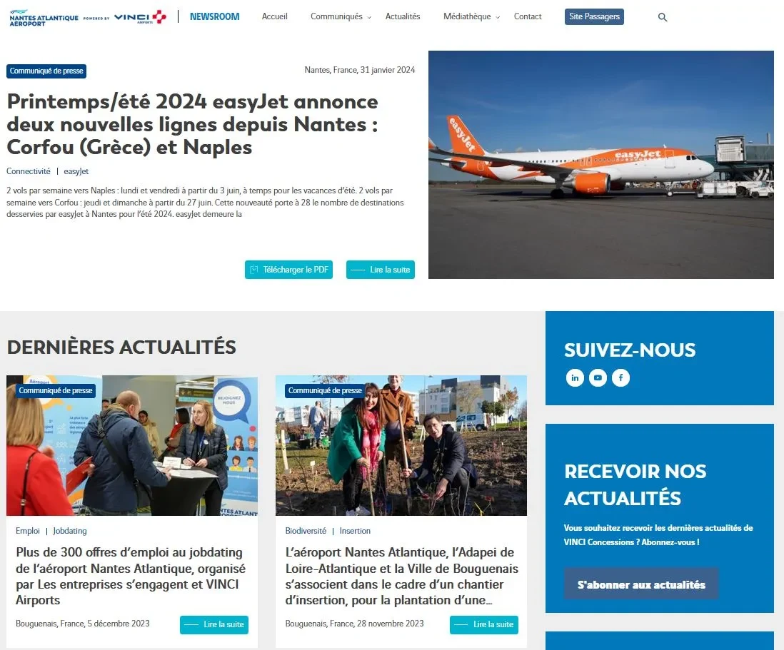 Aéroport Nantes Atlantique - Espace presse
