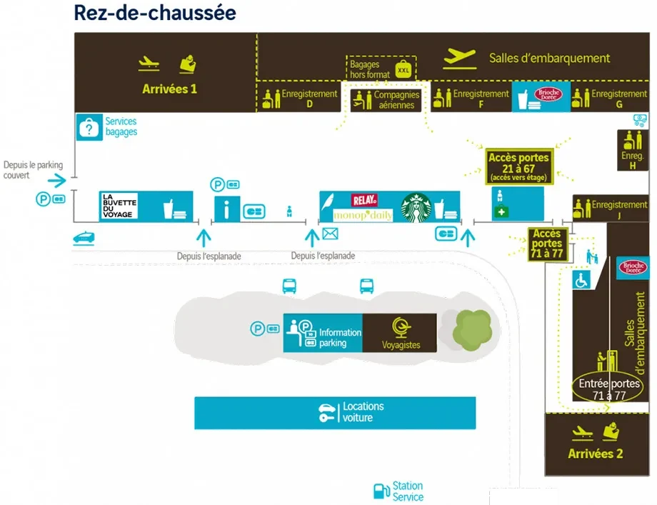 Plan de l'aérogare - Aéroport Nantes Atlantique