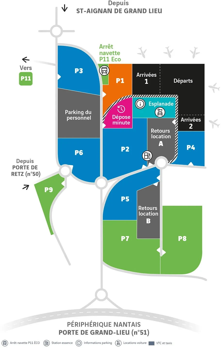 Plan des parkings - Aéroport Nantes Atlantique