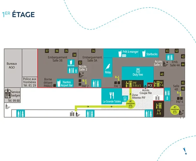 Aéroport Nantes Atlantique - plan 1er étage
