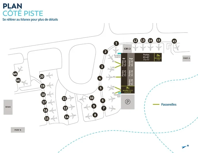 Aéroport Nantes Atlantique - plan côté piste